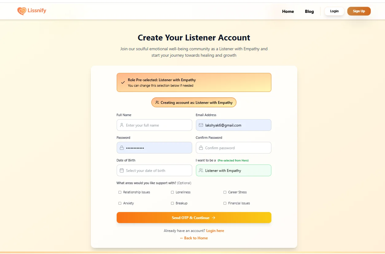 lissnify user register