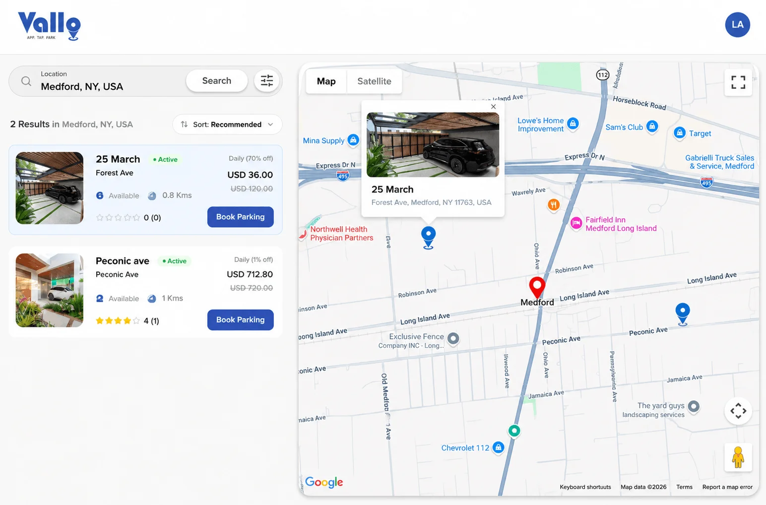 vallo parking Akoode website development