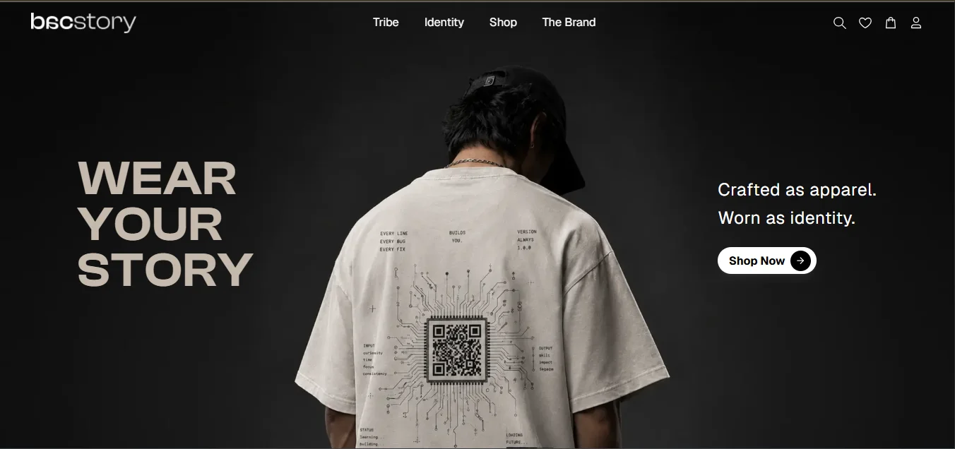 Apparel tag QR code opening a personal digital profile on a phone