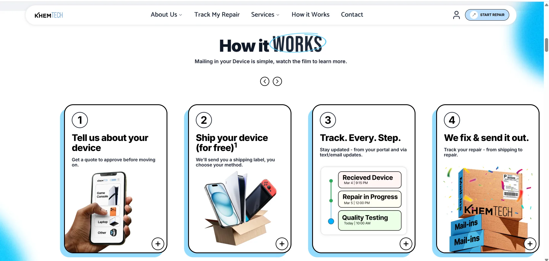 KhemTech retail and mail-in repair management platform